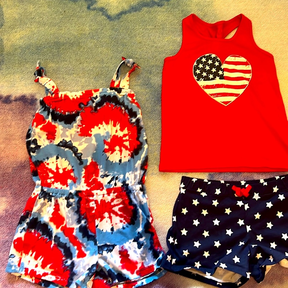 The Children's Place Red, Blue & White Star Tie-Dye Kids Matching Set